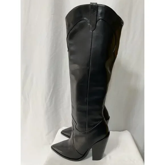 Raye 'Inferno' Black Leather Heeled Boot Size 5.5 - Picture 3 of 5
